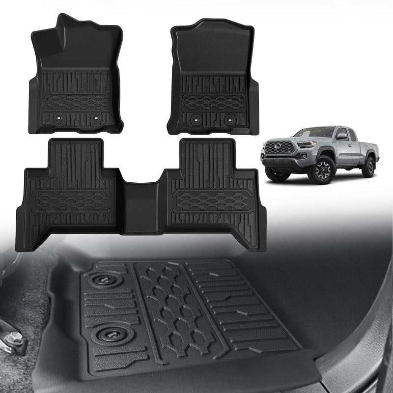 TripleAliners Floor Mats All Weather Compatible with 20182023 Toyota Tacoma Accessories Double Cab Front  Rear Custom Fit TPE Extra Door Sill Protection Only for Auto Trans Floor Mats